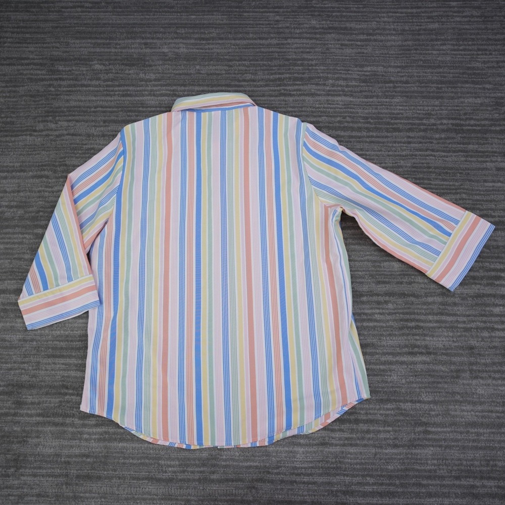 Blair Shirt Women Button Up Colorful Rainbow Striped 3/4 Sleeve Small - Picture 3 of 10